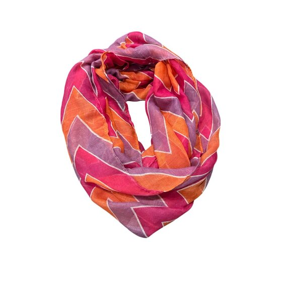 Chevron Print Infinity Scarf One Size Fits Most Polyester Shawl Wrap Lightweight - Picture 1 of 8